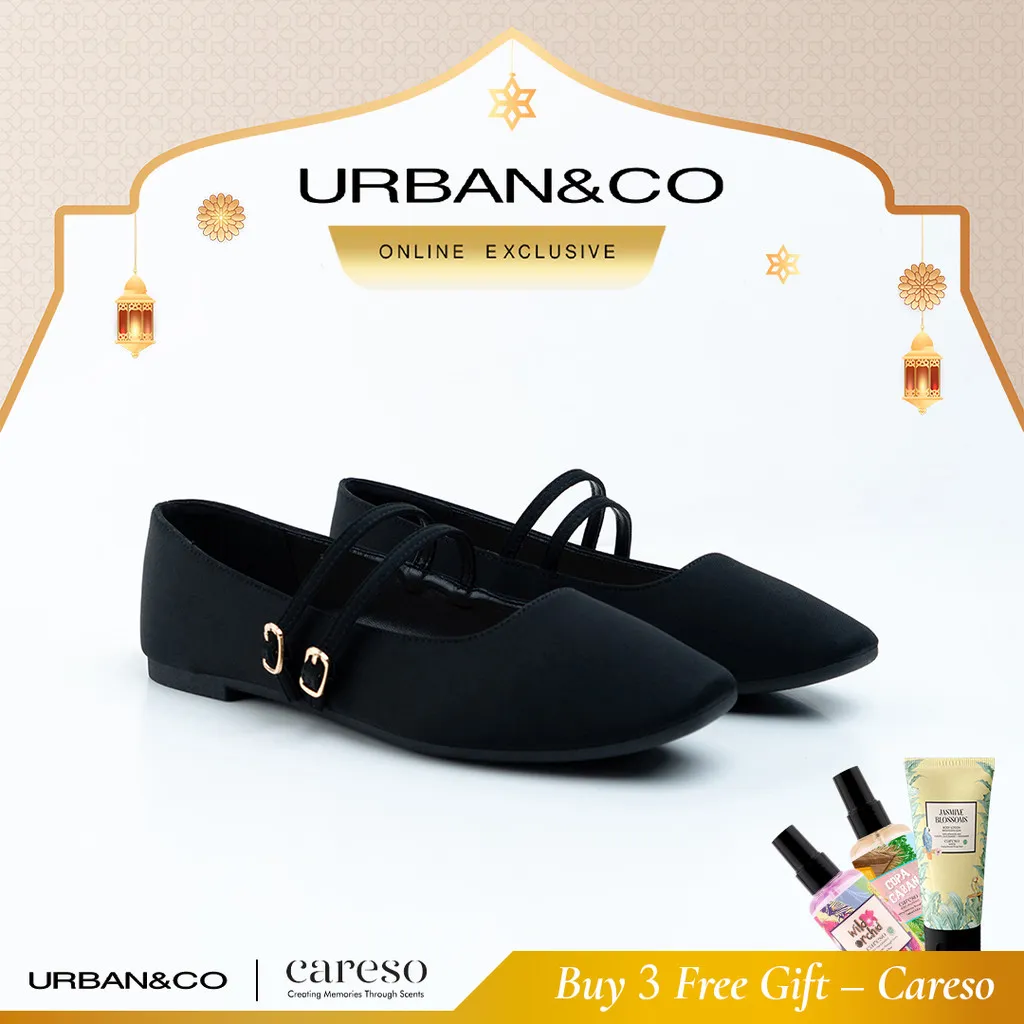 [BELI 3 GRATIS PARFUM] URBAN&CO Marlaine Basic Flatshoes Mary Jane Sepatu Ballet Korea Wanita Kekinian