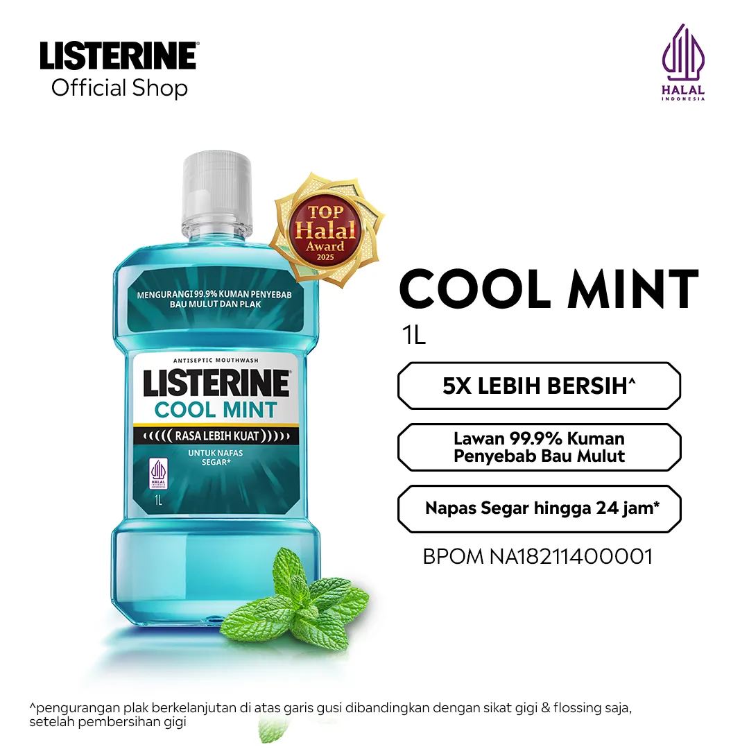 LISTERINE Cool Mint Antiseptic Mouthwash / Obat Kumur Antiseptik - 1 Liter