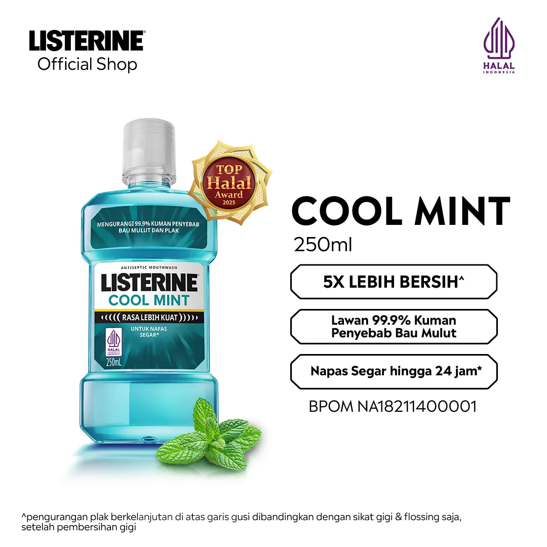 LISTERINE Cool Mint Antiseptic Mouthwash / Obat Kumur Antiseptik - 250ml