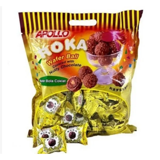 Roka Apollo Coklat Wafer Ball 50/70 PCS 420GRAM Snack Jajan Lebaran Jajanan Idul Fitri Cemilan Murah