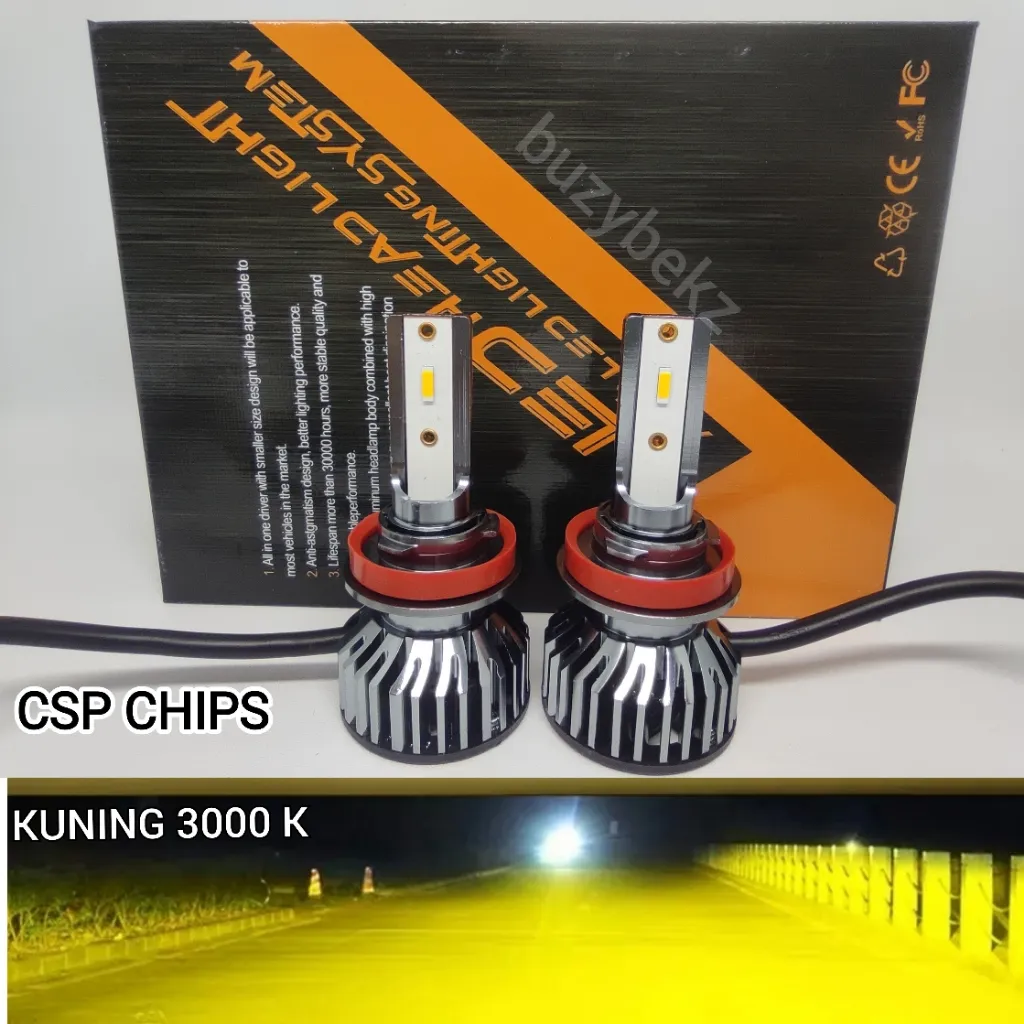BZL F2 LAMPU LED FOGLAMP H11/H8/H16/H9 KUNING 3000K GOLD SEPASANG