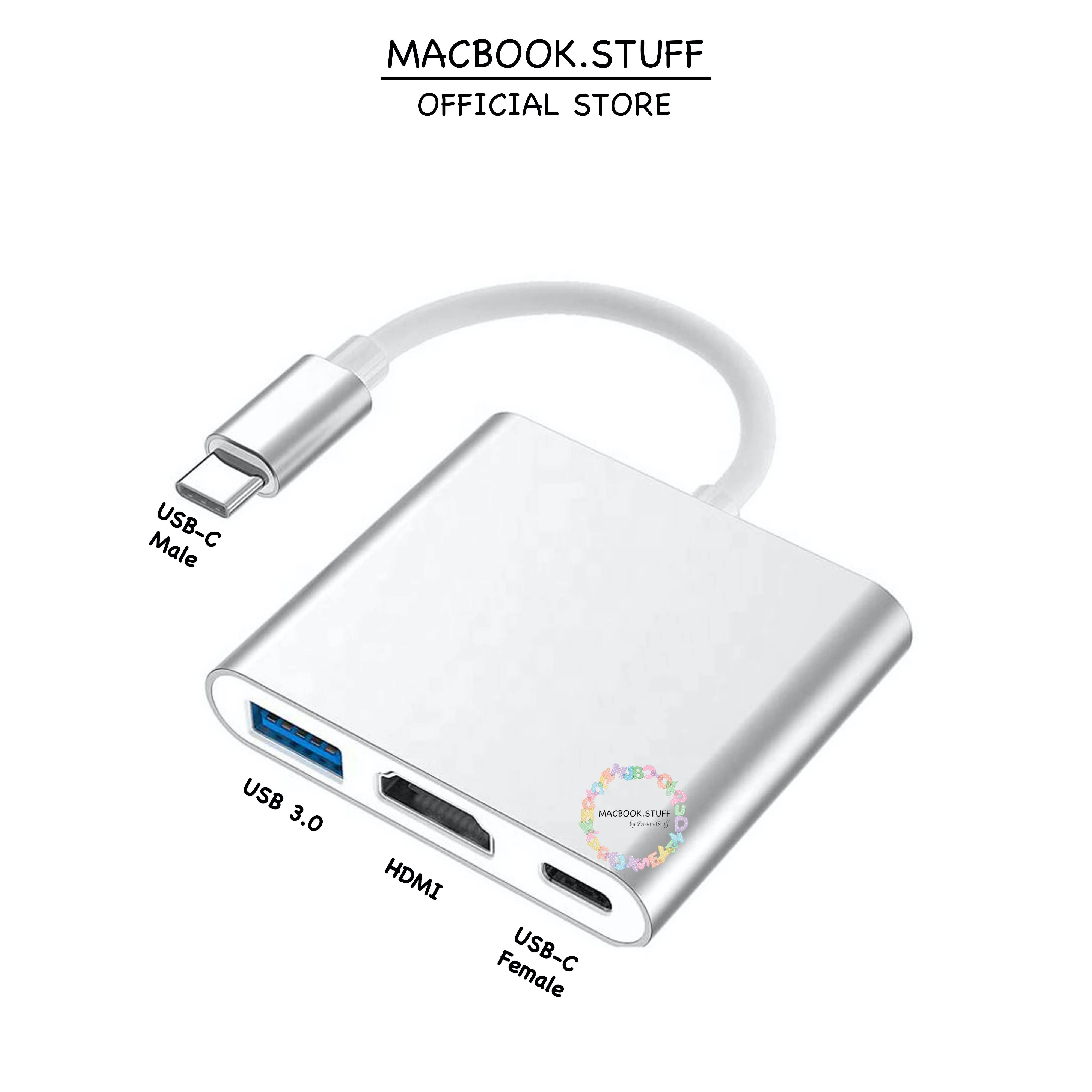 Kabel Adaptor 3 in 1 USB Type C To HDMI USB 3.0 TYPE C Macbook AIR PRO M1 IPAD ASUS LENOVO ACER HP LAPTOP