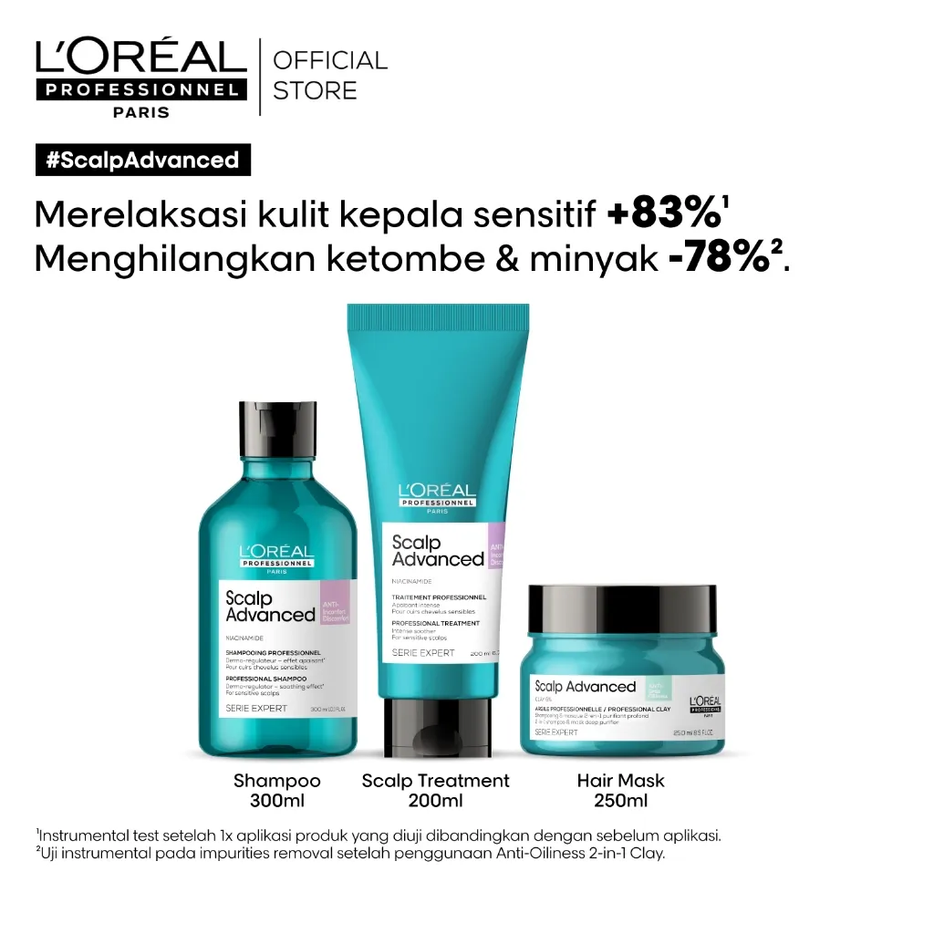 Dermo Regulator Shampoo 300ml + Hair Mask 200ml + Intense Soother Scalp Treatment 200ml - Untuk Kulit Kepala Sensitif by L'Oreal Professionnel