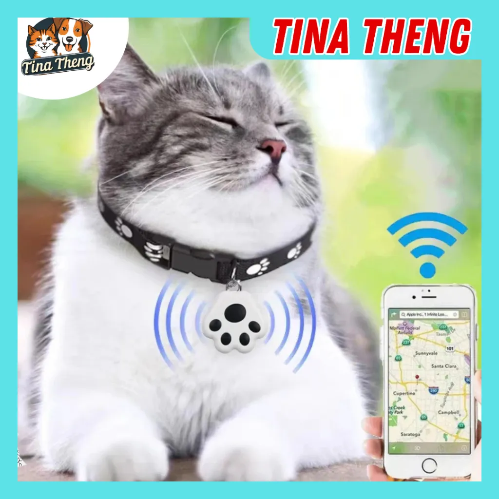Tinathengstore GPS Tracker Anjing / Kucing Mini Anti Hilang Tahan Air Gps Anti Loss Pet Tracker Bluetooth "GPS PAW" Alat Pelacak Hewan anti lost key finder locator wallet finder bluetooth Shutter GPS Smart Tag Bluetooth GPS Tracker Anti Lost Alarm Wireles