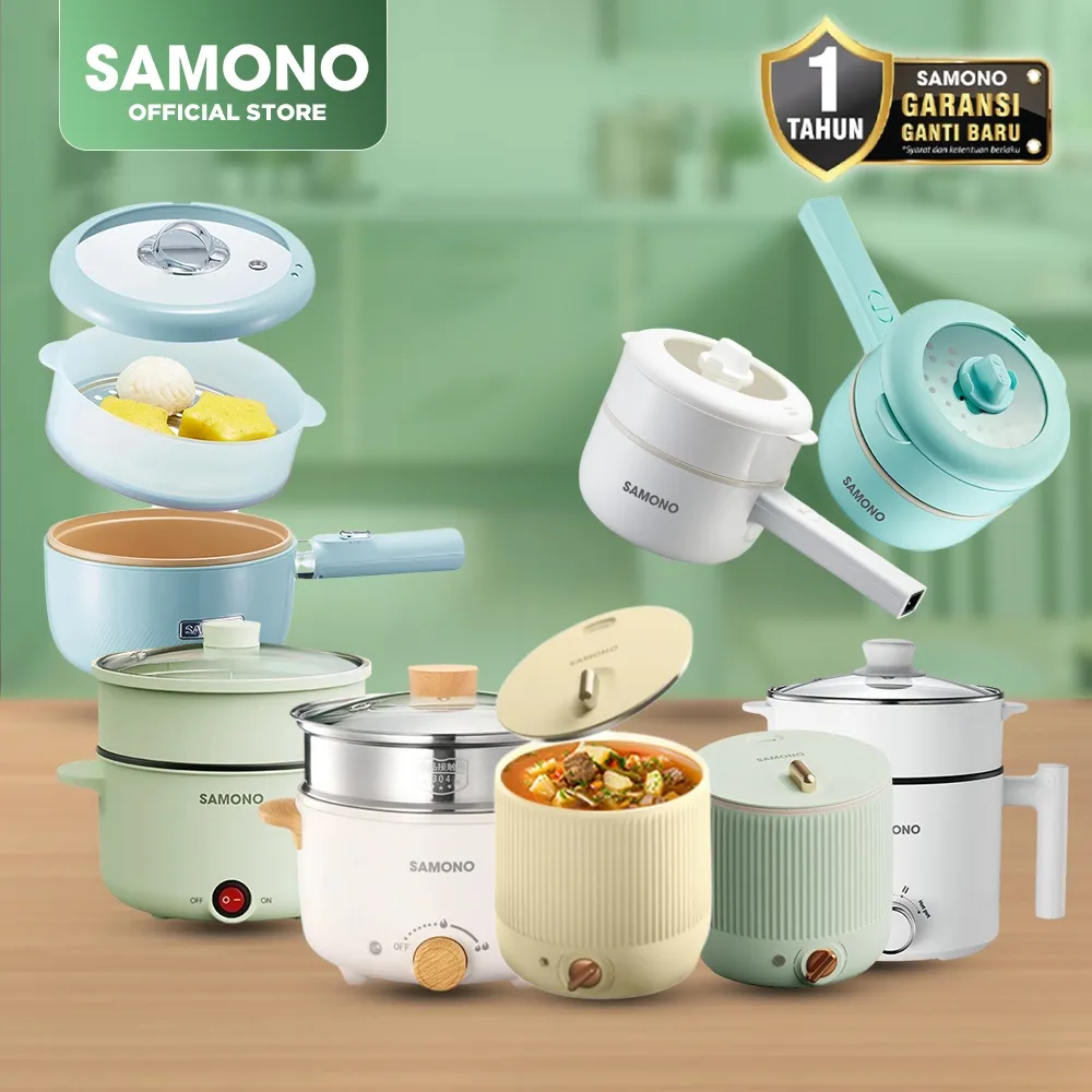 SAMONO Best Seller Panci Listrik Anti Lengket Multifungsi Goreng Rebus Kukus Hemat Listrik Garansi 1 Tahun