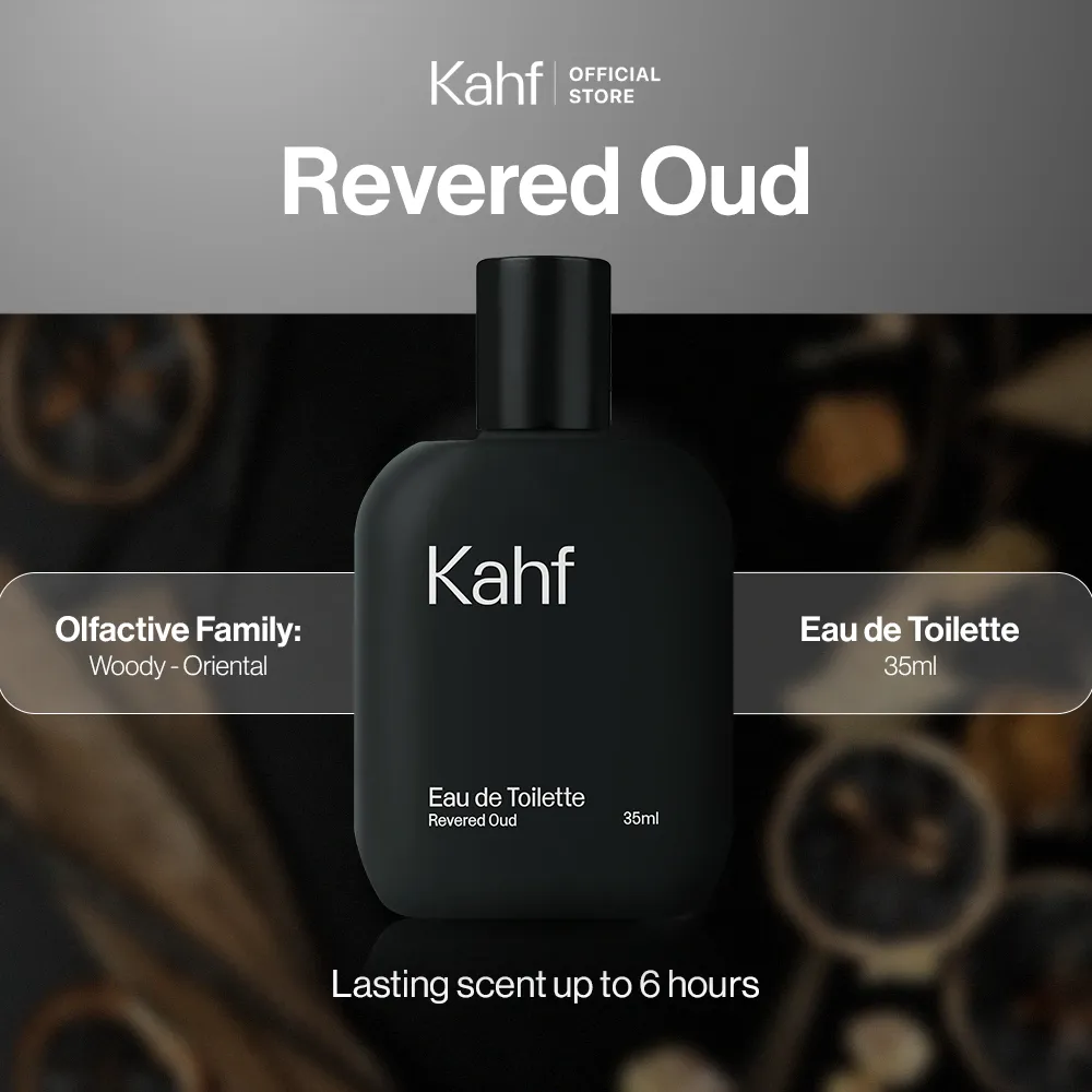 Kahf Revered Oud Eau De Toilette 35 ml Long-Lasting Fragrance (EDT) - Perfume Scent Inspired by Nature (Oud and Amber Scent)  - Wangi Tahan Lama - Masculine Scent