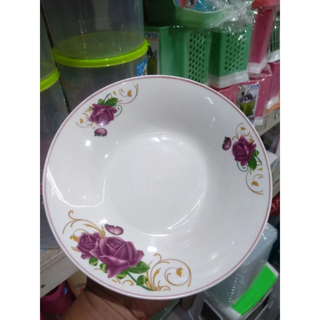 PIRING MAKAN RRT UKURAN 8inci ISI 6PCS WARNA UNGU DAN HIJAU GARANSI