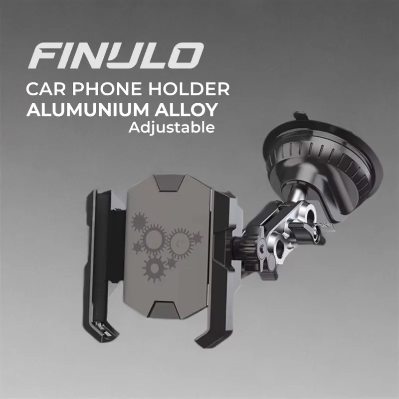 FINULO Holder Handphone Mobil Kokoh Bahan Alumunium dan ABS Adjustable Premium Aksesoris Mobil