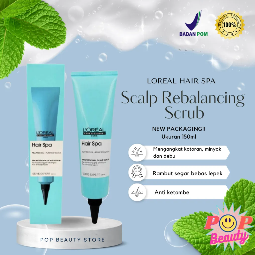 Loreal hair spa scalp rebalancing scrub / loreal hairspa scrub / loreal hairspa scalp scrub / loreal hairspa anti lepek ketombe berminyak / detox kulit kepala berminyak lepek / scrub kulit kepala / loreal hair spa detox ice scrub