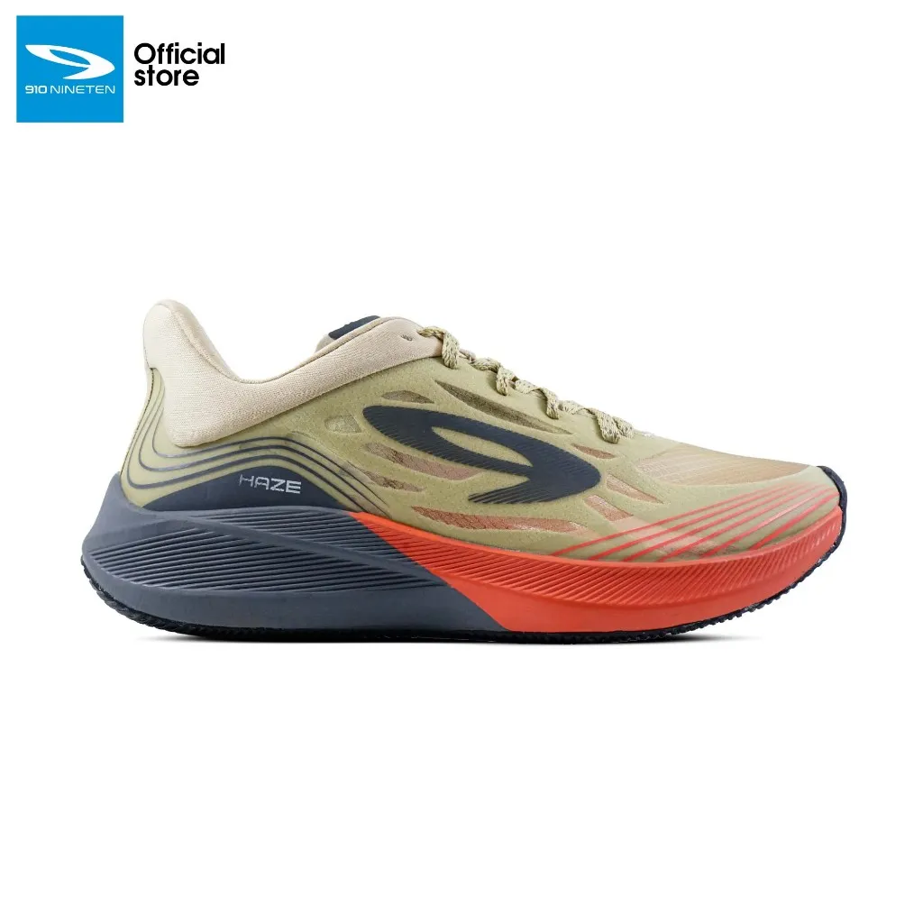 910 Nineten Haze Vision 1.0 Sepatu Lari - Putih Gading/Jingga/Abu-tua