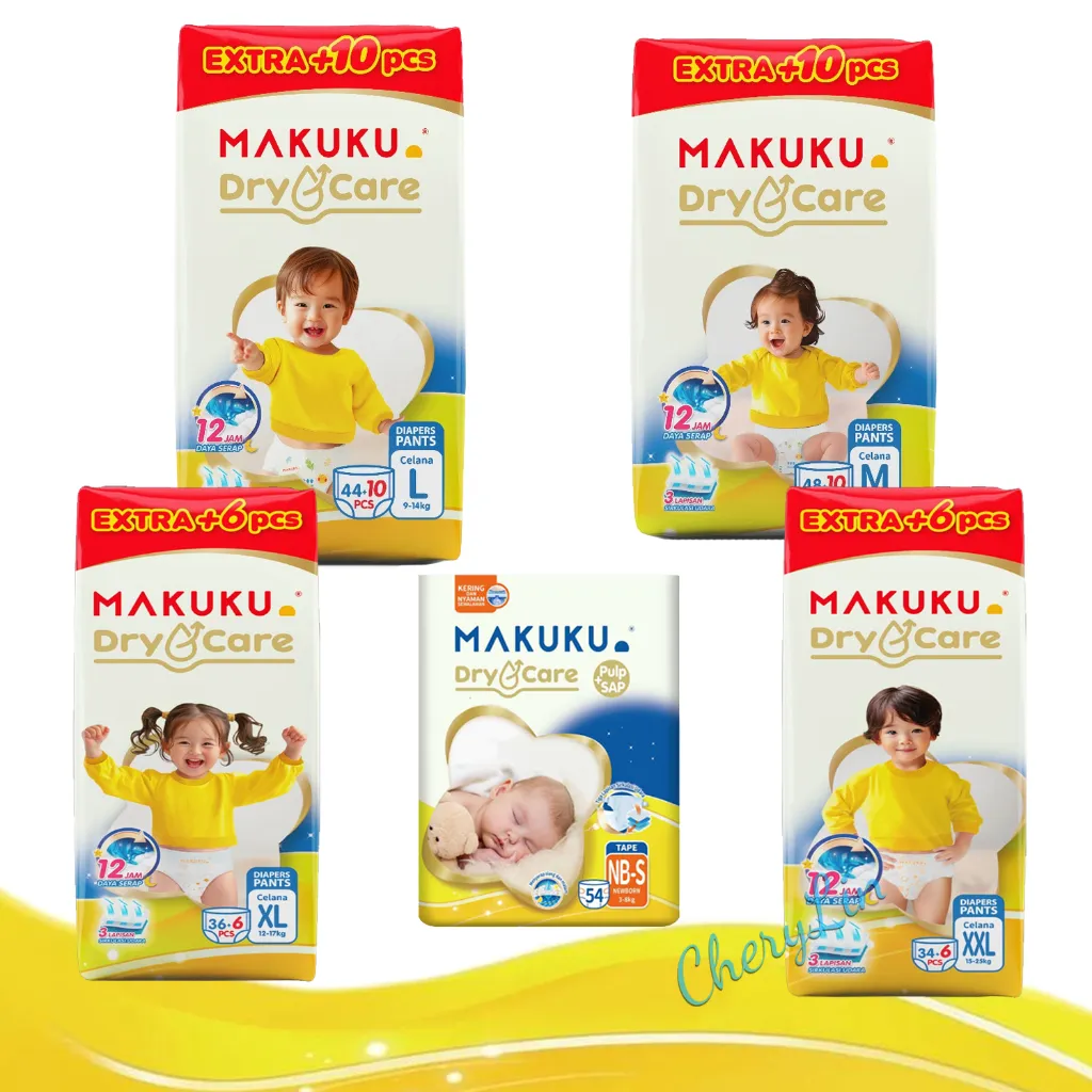 MAKUKU DIAPERS DRY CARE PLUS [NBS-54 / L54 / M48 / XL42 /XXL40]