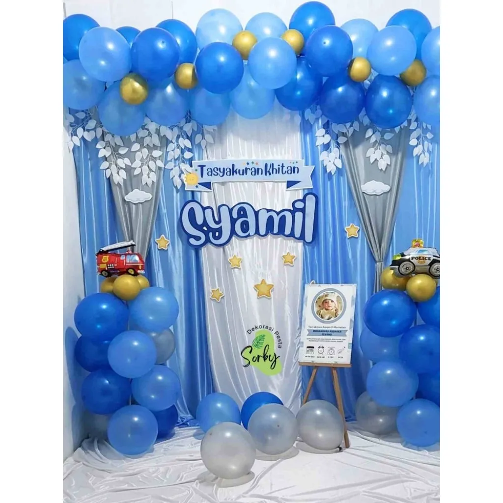 Paket Dekorasi Aqiqah Backdrop background khitan ultah tedak siten(paket 015)