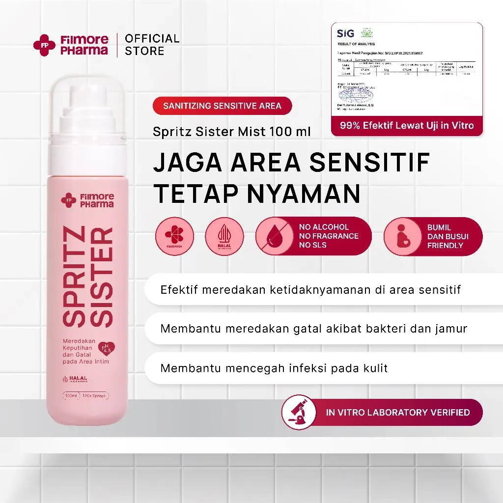 FILMORE Spritz Sister Mist | mengatasi Anyang2an, Keputihan, dan Infeksi Saluran Kemih dalam 7 hari | Sanitizer Area Kewanitaan