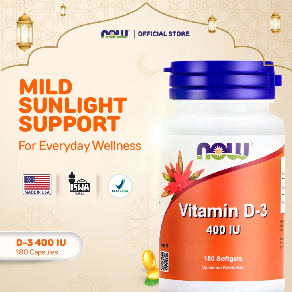 NOW Supplements, Vitamin D-3 400 IU, 180 Softgels