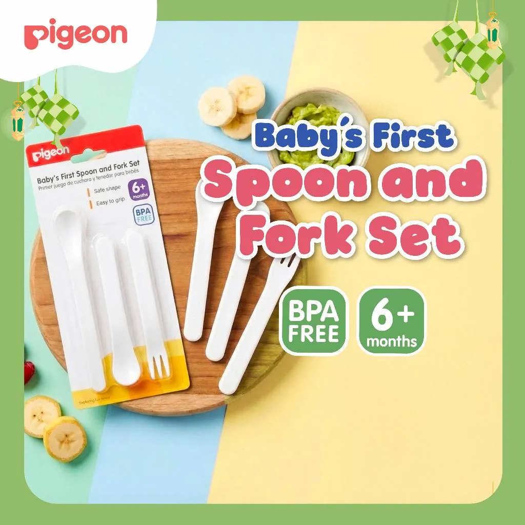 [RAMADAN SALE] PIGEON Spoon and Fork Set | Feeding Set | Alat Makan Bayi | Peralatan Makan Bayi | Alat Makan Bayi MPASI | Sendok Garpu Bayi | Feeding Spoon | Baby Spoon | Baby Fork