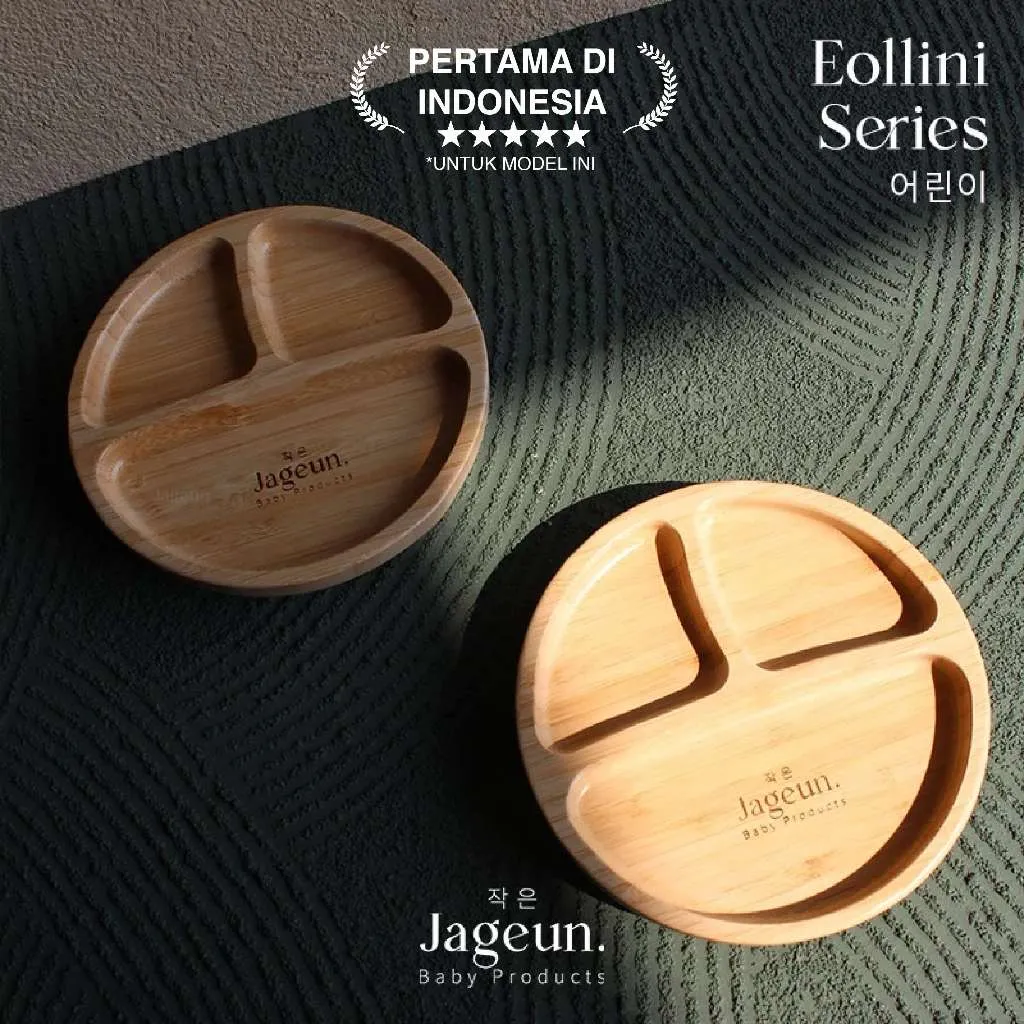 JAGEUN Bamboo Silicone Suction Plate | Piring Tempat Makan Kayu Bambu Anak Bayi Mpasi Silikon