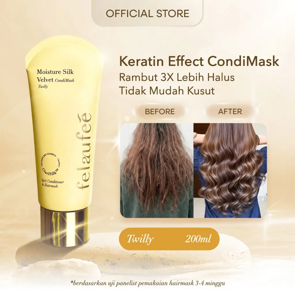 FELAUFEE - Moisture Silk Velvet CondiMask Hair Mask - Twilly | Masker Rambut Halus Lembut | Rambut Berkilau & Mengkilap