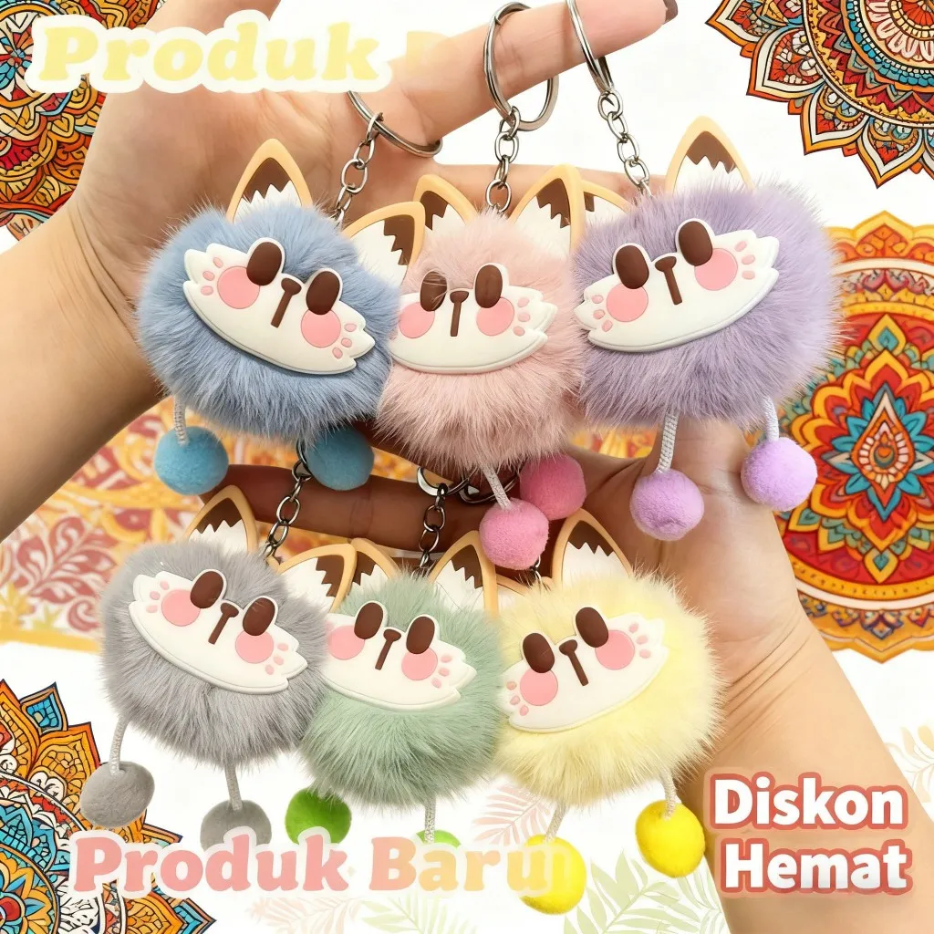 Gantungan Tas Kunci Boneka Kucing Bulu Lucu Bag Cat Keychain Accessories