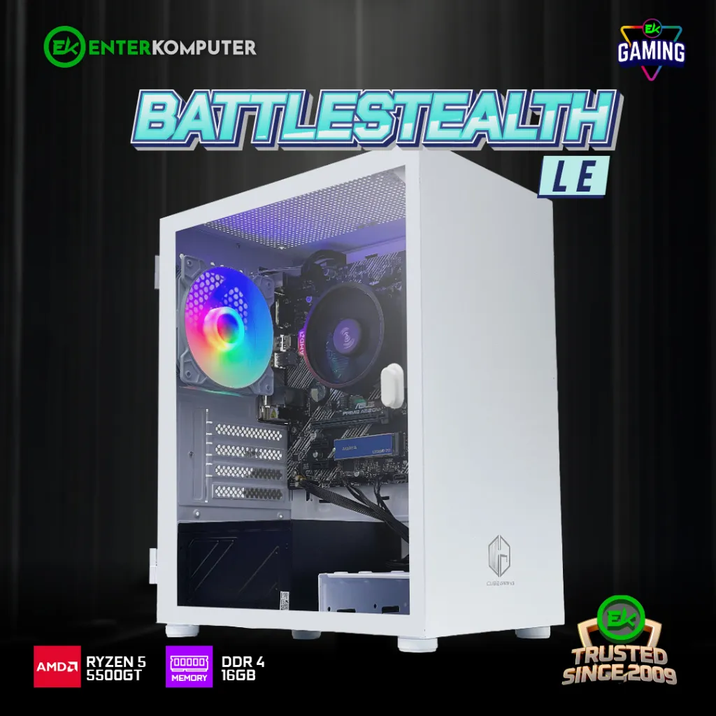 EK Gaming BattleStealth - PC Rakitan Gaming Ryzen 5 5500GT RAM DDR4 16GB - Enter Komputer