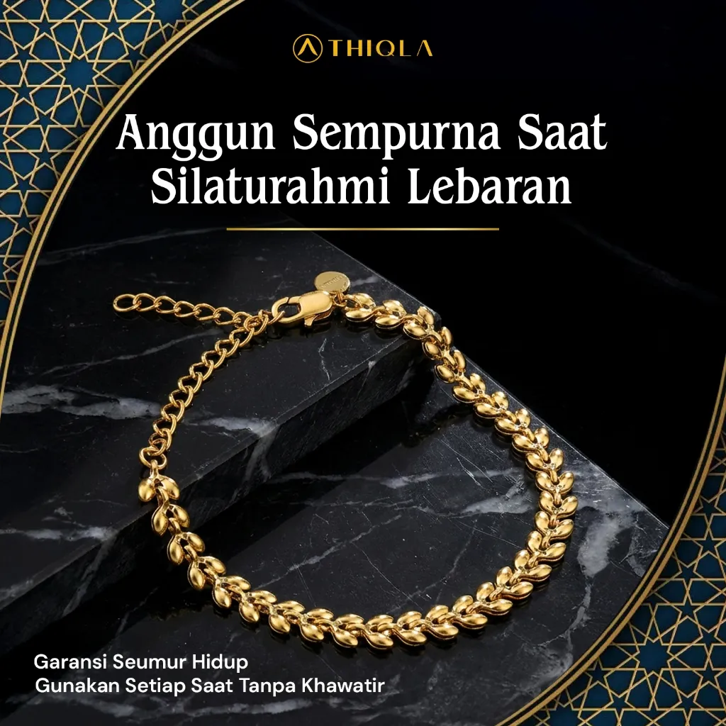THIQLA - Gelang Padi NAILA - Gelang Tangan Wanita - Gelang Mirip Emas Asli - Gelang Bunga - Gelang Tipis Elegan Anti Karat