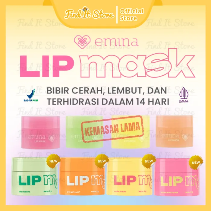 Emina Lip Mask | Lip Care | Masker Bibir | Pelembab Bibir | BPOM | Sleeping Lip Mask Shea Butter Natural Oil