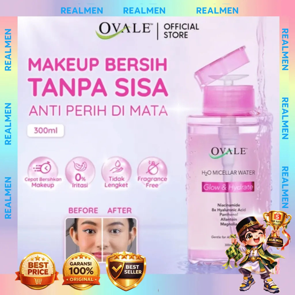 Ovale Micellar Water Brightening 300ml | Natural H2O | Cleansing, Glow & Hydrate - REALMEN BEAUTY