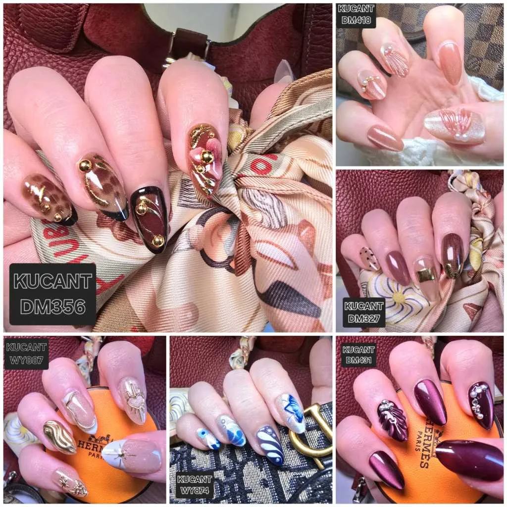 KUPAL FYP DISINI MOTIF BARU - Kuku Cantik 10pcs set Kuku Palsu free lem jelly Fake Nails Kuku Palsu imitasi Nail Art Fashion Decoration Fashion Acylic Nail art 3D modis lucu cute murah import press on nails wedding tahan lama