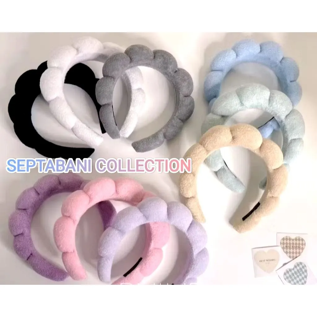 Bando awan Busa Tebal Empuk | bando awan bahan bulu halus Polos Gaya Korea Headband Fluffy