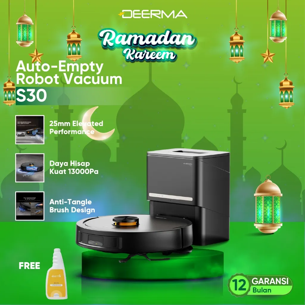 Deerma Robot Vacuum Cleaner S30 | Sapu Pel Vakum Penyedot Debu |Chassis lift | Sapu Vacum Pel Vakum Mop |1 Year Local Warranty | xiaomi home app
