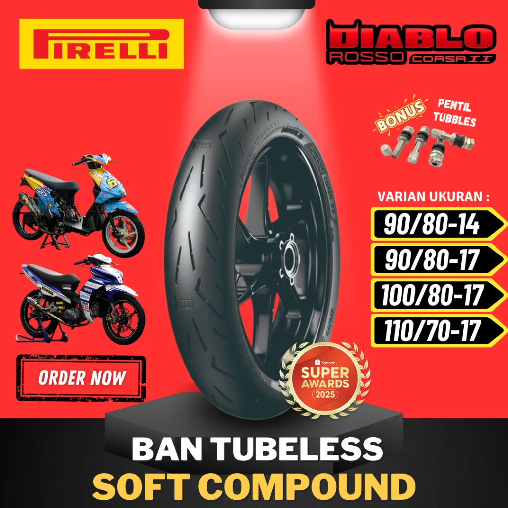 [READY COD] BAN PIRELLI DIABLO ROSSO CORSA 2 ( 90/80-14 / 90/80-17 / 100/80-17 / 110/70-17 ) SOFT COMPOUND RING 14 17 / BAN BALAP SOFT COMPOUND DRC 2 / BAN RACING BALAP / DRC 2 / RS01 / MAR1 / SK06 / MIZZLE MR01