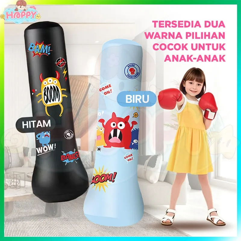 Malaikat heppy COD 120cm Standing Boxing Samsak Tinju Anak Inflatable Kids Training Target Tinju untuk menghilangkan stres Dengan pompa udara