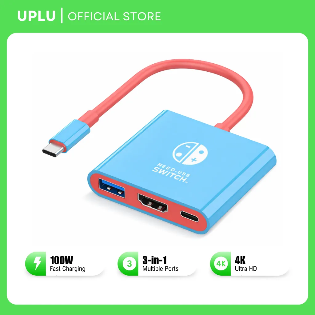 UPLU Type C to HDMI 4K 30Hz 3 in 1 Adapter Hub Converter Docking Station PD 100W Fast Charging