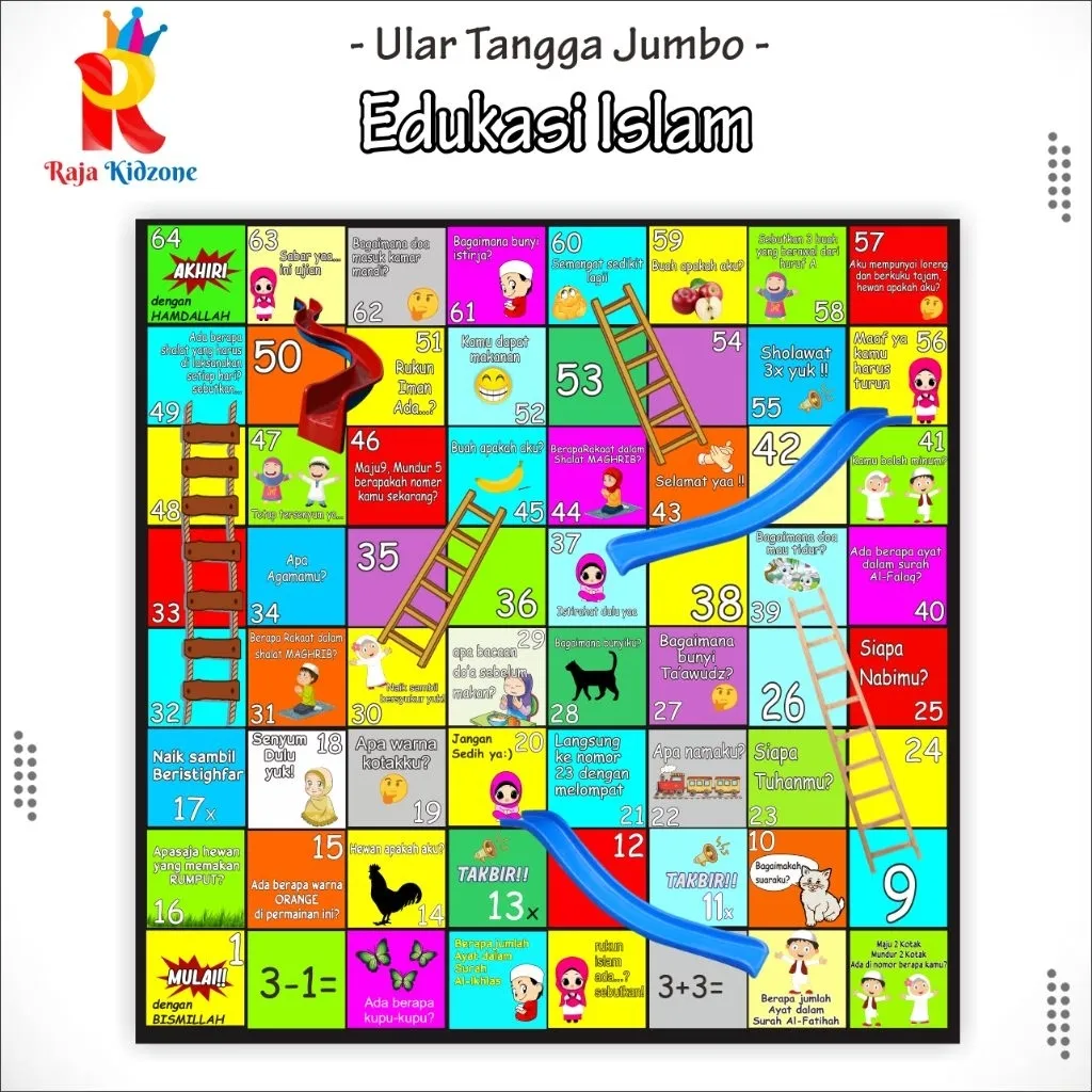 Mainan Anak Edukasi Ular Tangga Jumbo 2x2m usia 10 tahun by raja kidzone