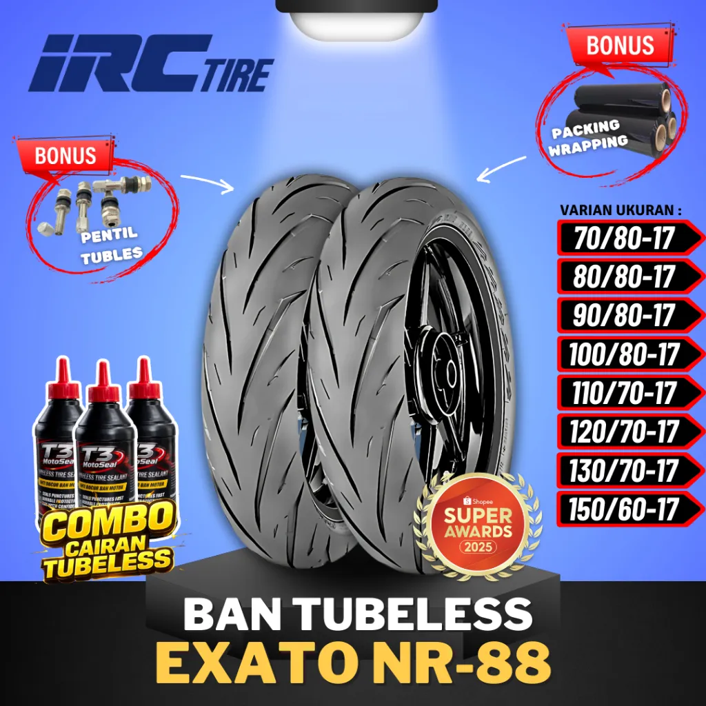 [READY COD] BAN IRC EXATO NR88 TUBELESS RING 17 / IRC RING 17 BAN MOTOR BEBEK / BAN EXATO NR88 RING 17 CBR150 R15 VIXION GSX / TM300