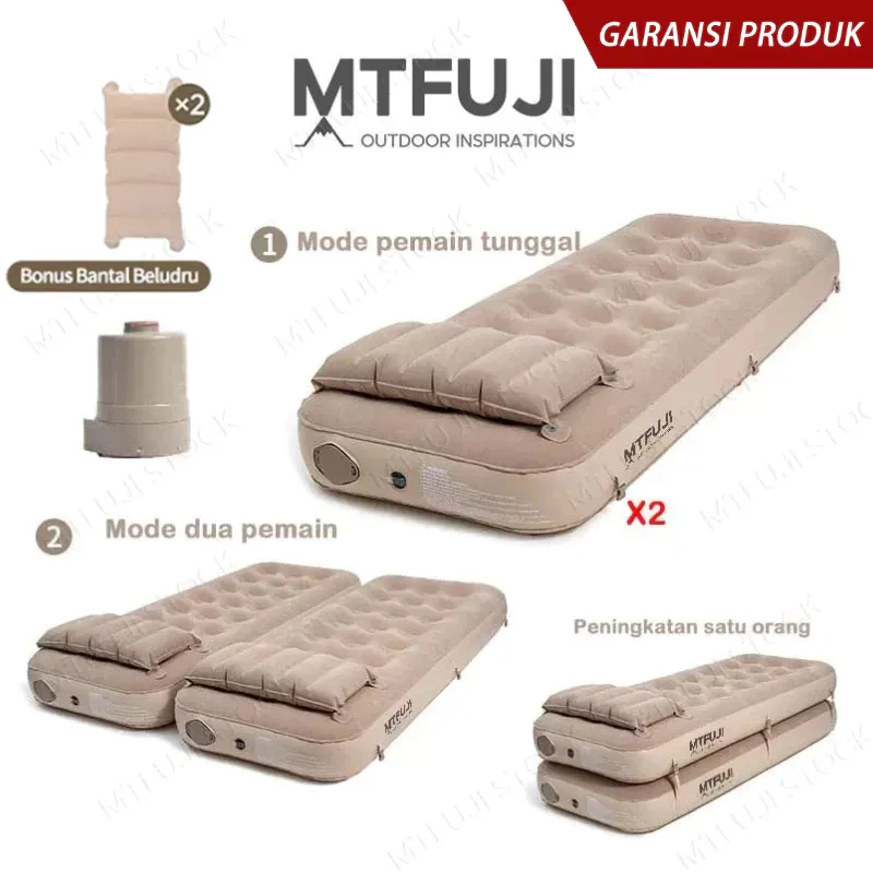 Mt.Fuji Kasur camping tempat tidur udara 2 tempat tidur otomatis dengan pompa Kasur keluarga Tempat tidur single/tempat tidur double (berbagai gaya untuk dipilih)