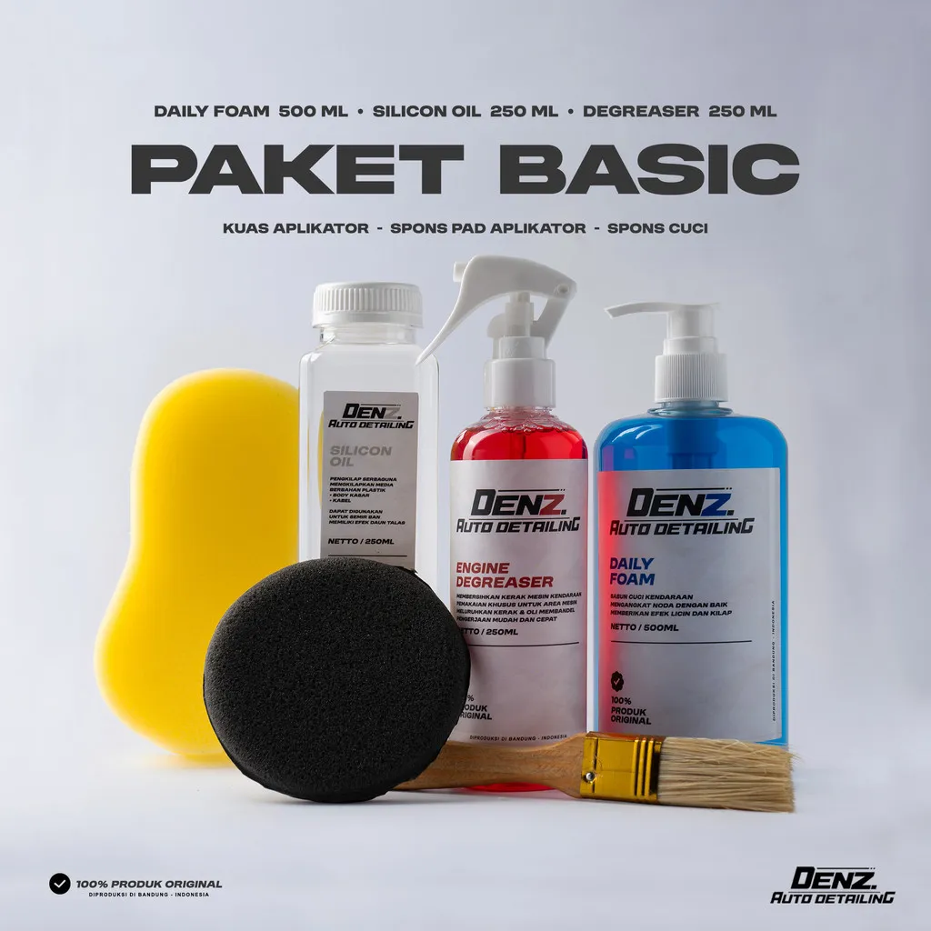 PAKET BASIC ENGINE DEGREASER 250ML + SILICON OIL 250ML+ DAILY FOAM 500ML DENZ AUTO DETAILING