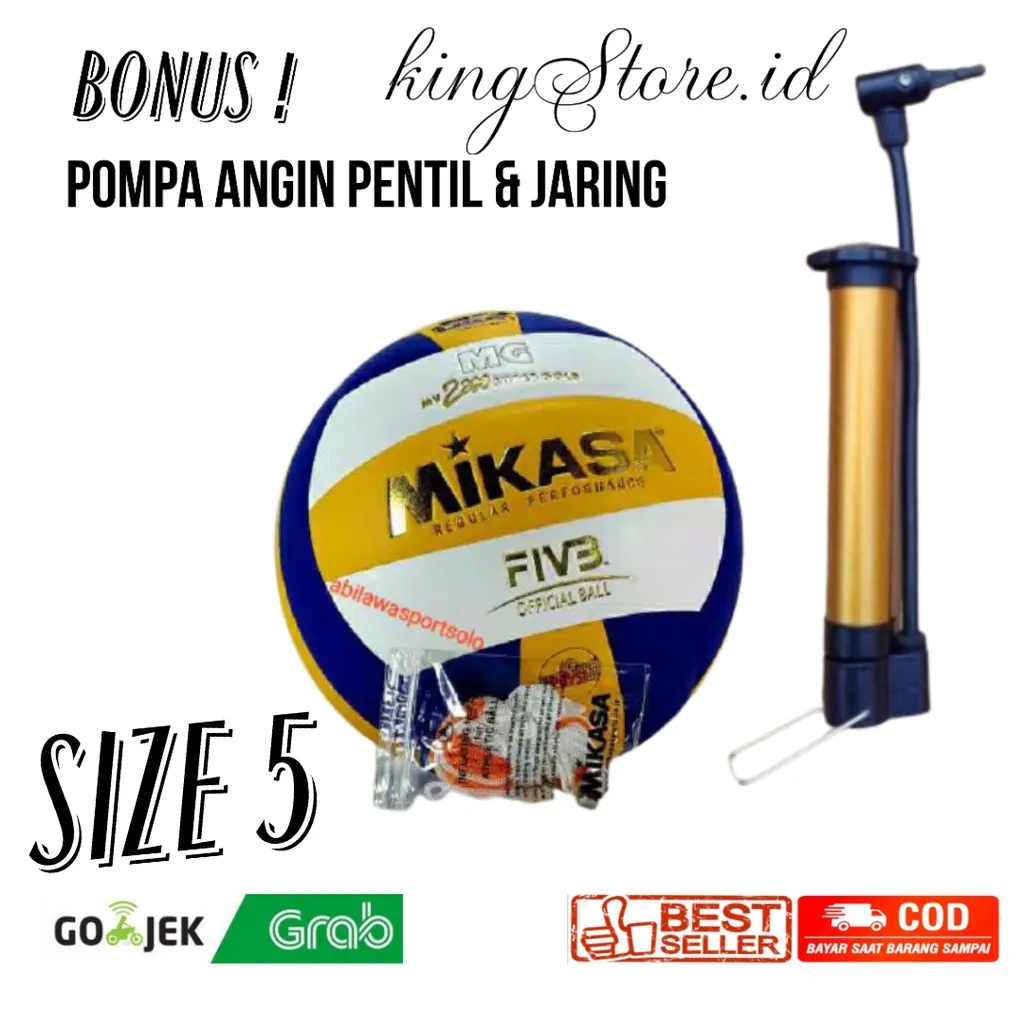 Bola Voli Voliey Super G0ld Bonus Pompa Pentil dan Jaring Bola