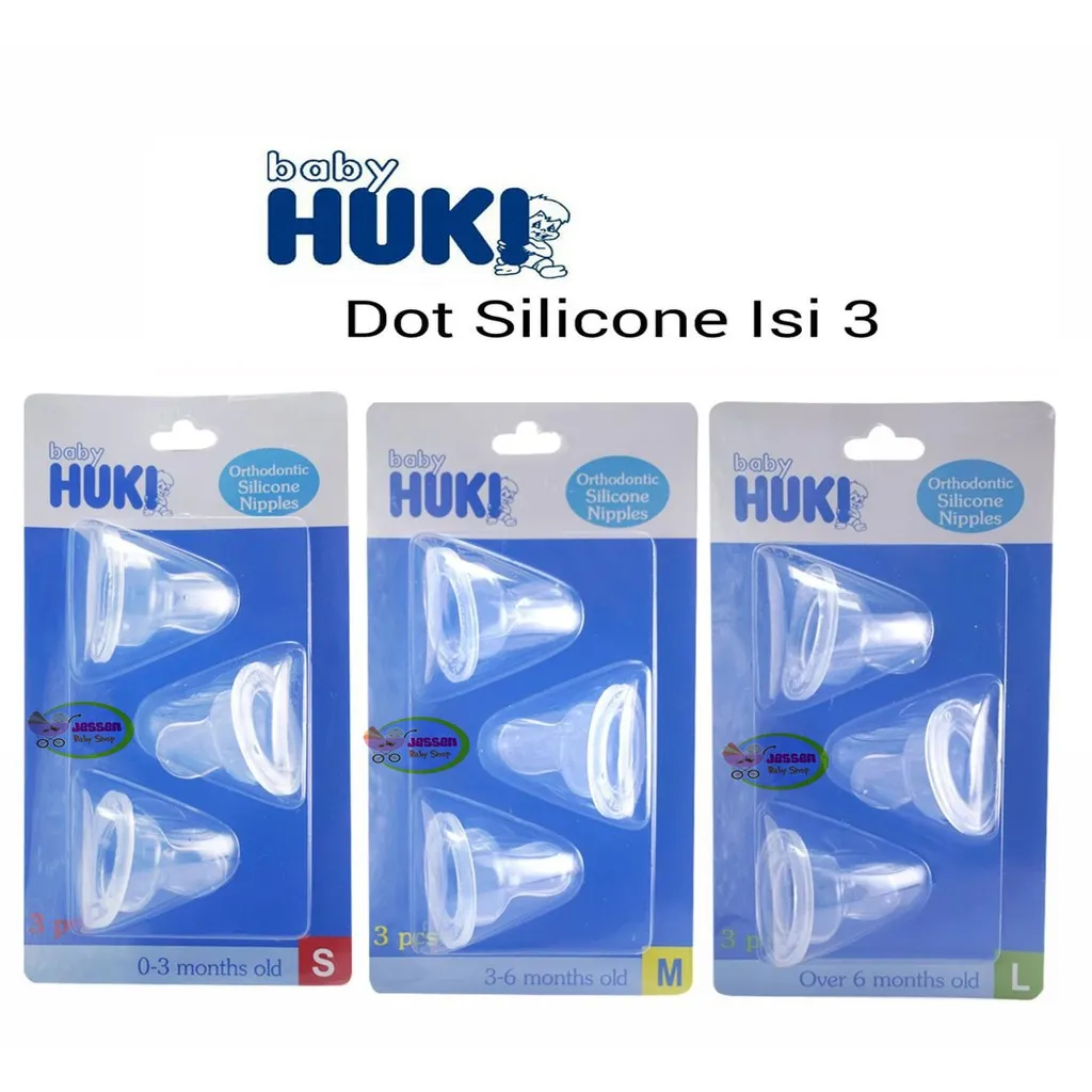 Huki Dot Gepeng Bayi / Silicone Nipple Baby Huki Dot Orthodontic Deluxe Blister SML