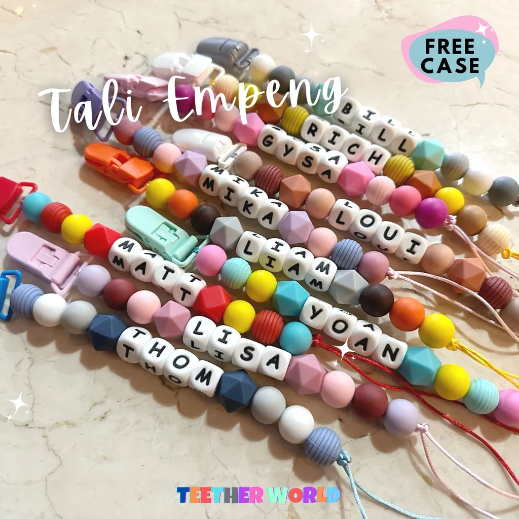 TALI EMPENG BAYI / TALI DOT BAYI / TALI NAMA CUSTOM TANPA EMPENG DENGAN EMPENG