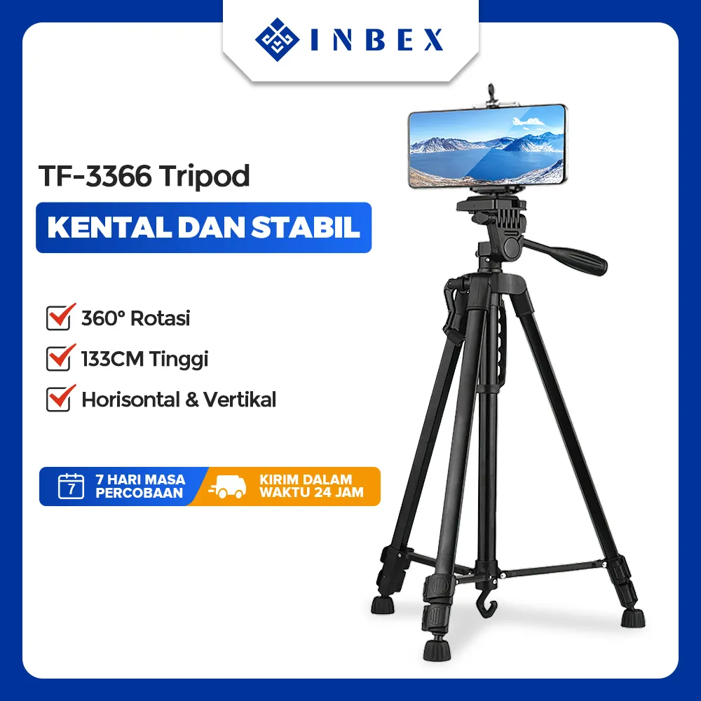 【Ready】INBEX 133CM Tripod /Lightweight tripod+fiee bag for Photography Kamera cellphone DSLR  HP-original One month warranty