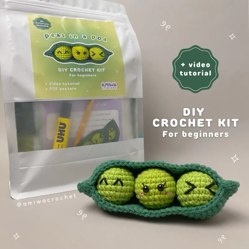 [PEMULA] DIY Crochet Kit Peas in a Pod by Amiwa Crochet - Paket Belajar Merajut Untuk Pemu