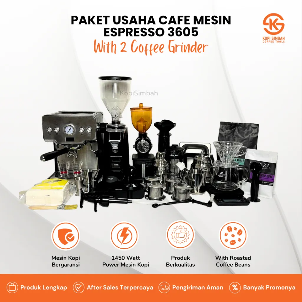 Paket Mesin Kopi Usaha Cafe Kedai Coffee Paling Lengkap & Hemat Tinggal Pakai Bergarans Resmi