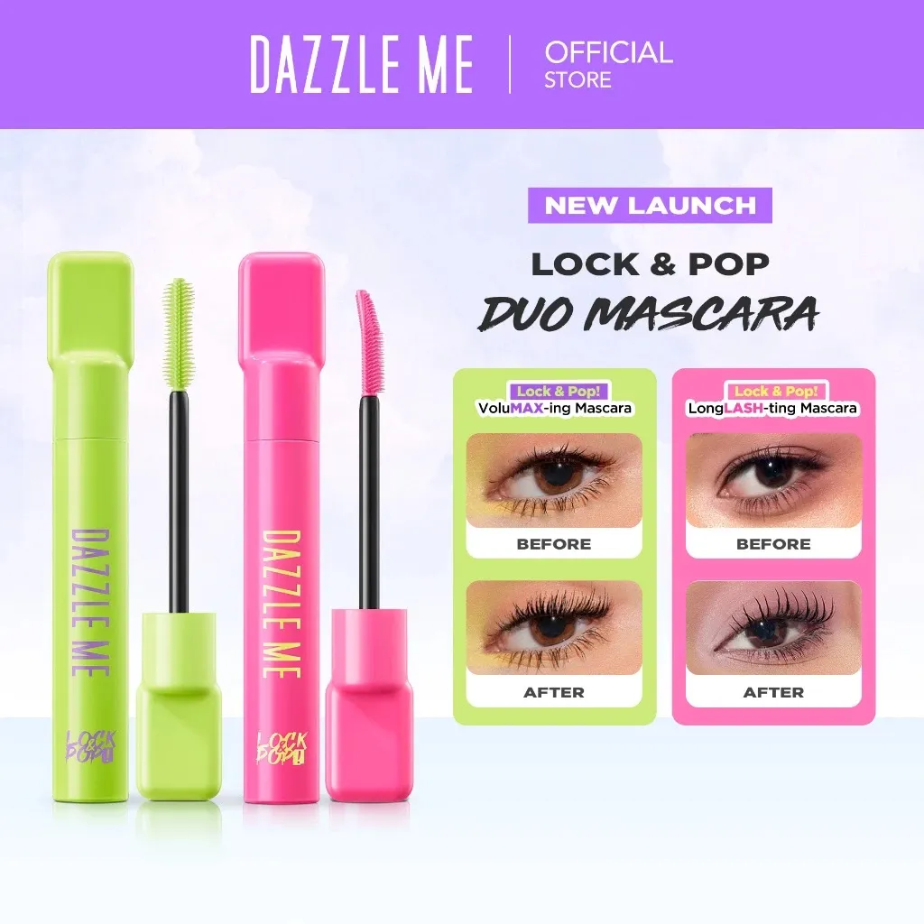 [NEW LAUNCH] DAZZLE ME Lock & Pop! Duo Mascara Series VoluMAX-ing and LongLASH-ting  Transferproof
