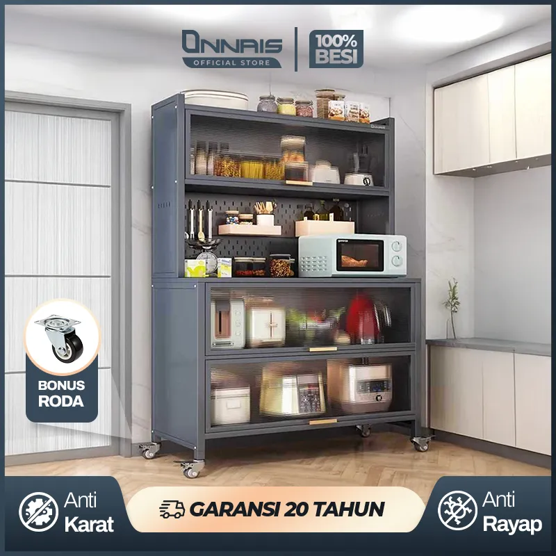 Rak Dapur Lemari Piring Tertutup Lemari Dapur Besi Estetik Minimalis Rak Piring Serbaguna