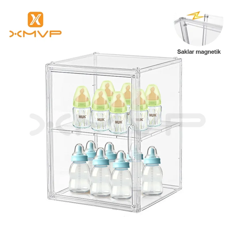 XMVP Kotak Penyimpanan Botol Susu Transparan Dengan Tutup Kedap Udara