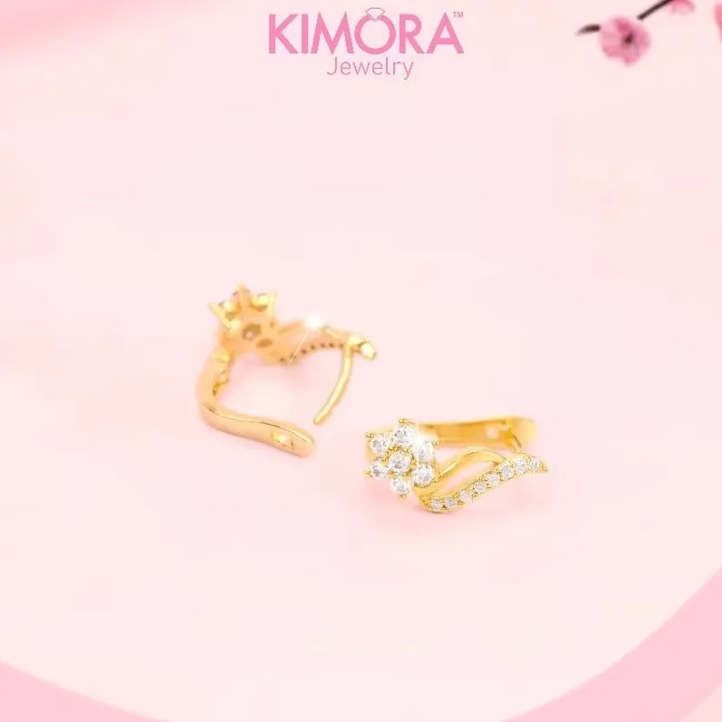 Kimora - Anting Hoop Rhodium Wanita Aurelie Gold Plated 18k Anr489