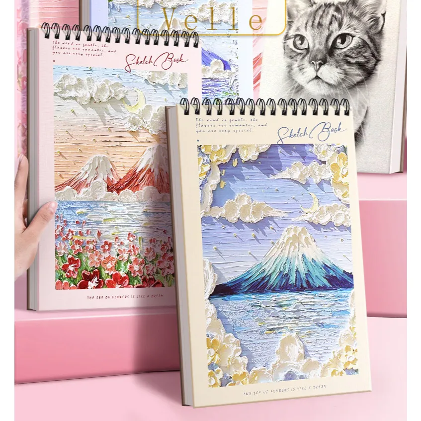 VELLE Sketchbook A4 Aesthetic/Sketchbook / Buku Gambar A4 - Kertas Tebal Tidak Temus Cahaya