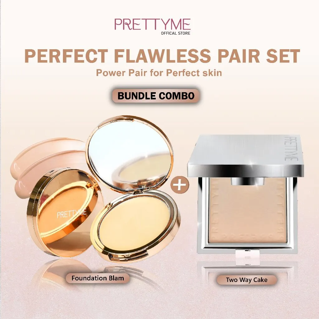 [PROMO SET!!] PRETTYME Bundling Foundition Balm + Two Way Cake Setting Powder Matte Finish Oil Cintrol And Stay 24 Hours