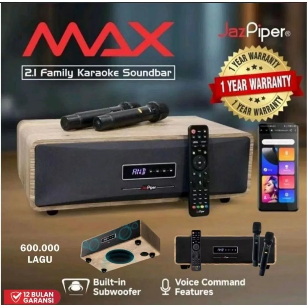 Jazpiper Max 2.1 Family Karoeke Soundbar / All in One Karoeke System / Smart Voice Control / Built in App