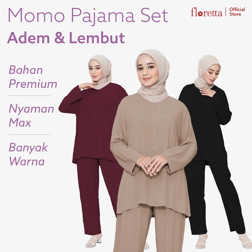 Floretta Set Piyama Momo Lengan Panjang Busui Katun Rayon Premium FLO-HPJ-001